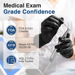 Latex-Free Vinyl Exam Gloves – 4 Mil Black Disposable Gloves, 100 Count, X-Large
