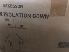 100 Count McKesson Yellow Isolation Gowns Elastic Cuff GSM 30 Size Large Exp2023