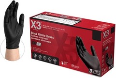 AMMEX X3 Nitrile Gloves, 3 Boxes of 100 – Black, Size M, L and XL