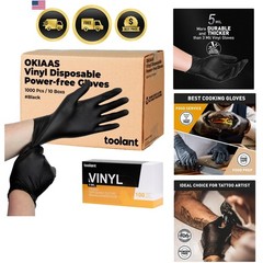 Disposable Gloves Vinyl Food Grade Black Pink 5 Mil Latex Free 50 100 200 1000