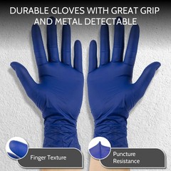 Industrial Disposable Nitrile Metal Detectable Gloves Finger Textured Space Blue