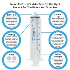 35cc ENFIT Tip Syringe Silicone O ring Reusable Smooth Glide Plunger