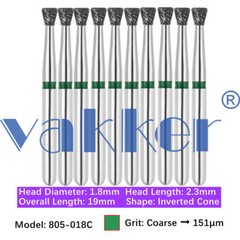 10Burs/pk Dental FG Diamond Burs High Speed Burs Inverted/ Double Inverted Cone