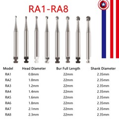 Dental Round Carbide Bur for Slow Speed Latch Type Handpiece RA 1# – 8# Burs