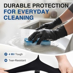 Black Nitrile Exam Gloves 4 Mil XL Disposable Powder-Free Food Safe