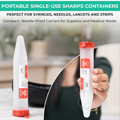 Sharps-Shuttle – Single Use Travel Sharps Container for Needles Syringes – Porta