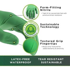 Sustainable 7705PFT Disposable Nitrile Gloves Fluorescent Green 100 Count