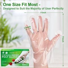 500 Count Disposable Food Service Gloves – Plastic Gloves for Food Handling, Cle