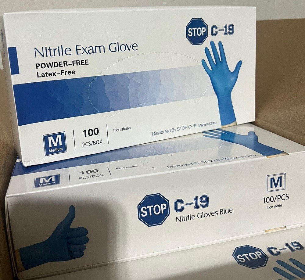 Stop C-Disposable Nitrile Exam Gloves (Medium 100 Count)