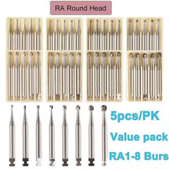 1-10* 8 Types Dental Round Carbide Bur for Slow Speed Latch Type RA 1# – 8# Burs