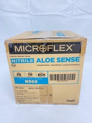 (1000/Cs) ANSELL Microflex Aloe Sense N96 Nitrile Exam Gloves – XSmall Teal N960