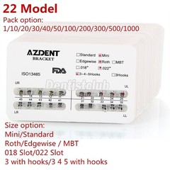 AZDENT Dental Orthodontic Brackets Braces Metal Mini Roth/MBT .022/018 Hooks 345