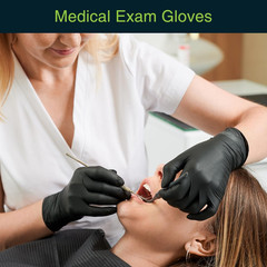 Fifthpulse Black Vinyl Disposable Gloves – Powder and Latex Free Medical Exam Gl