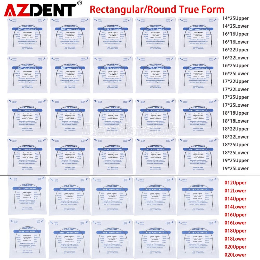 AZDENT Dental Ortho Niti Reverse Curve Arch Wires Rectangular/Round True Form UL