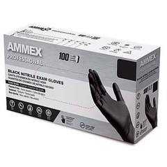 Ammex Professional Powder Free Nitrile Exam Gloves, Latex Free, XL, Black, 100CT