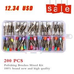 Disposable Dental Prophy Polishing Brush Latch Flat Type Rainbow 200Pcs/Box