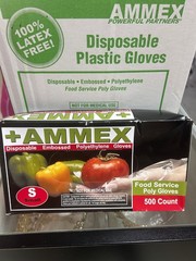 AMMEX Food Service Industrial Poly Plastic Gloves Disposable 500-CASE 4 for box