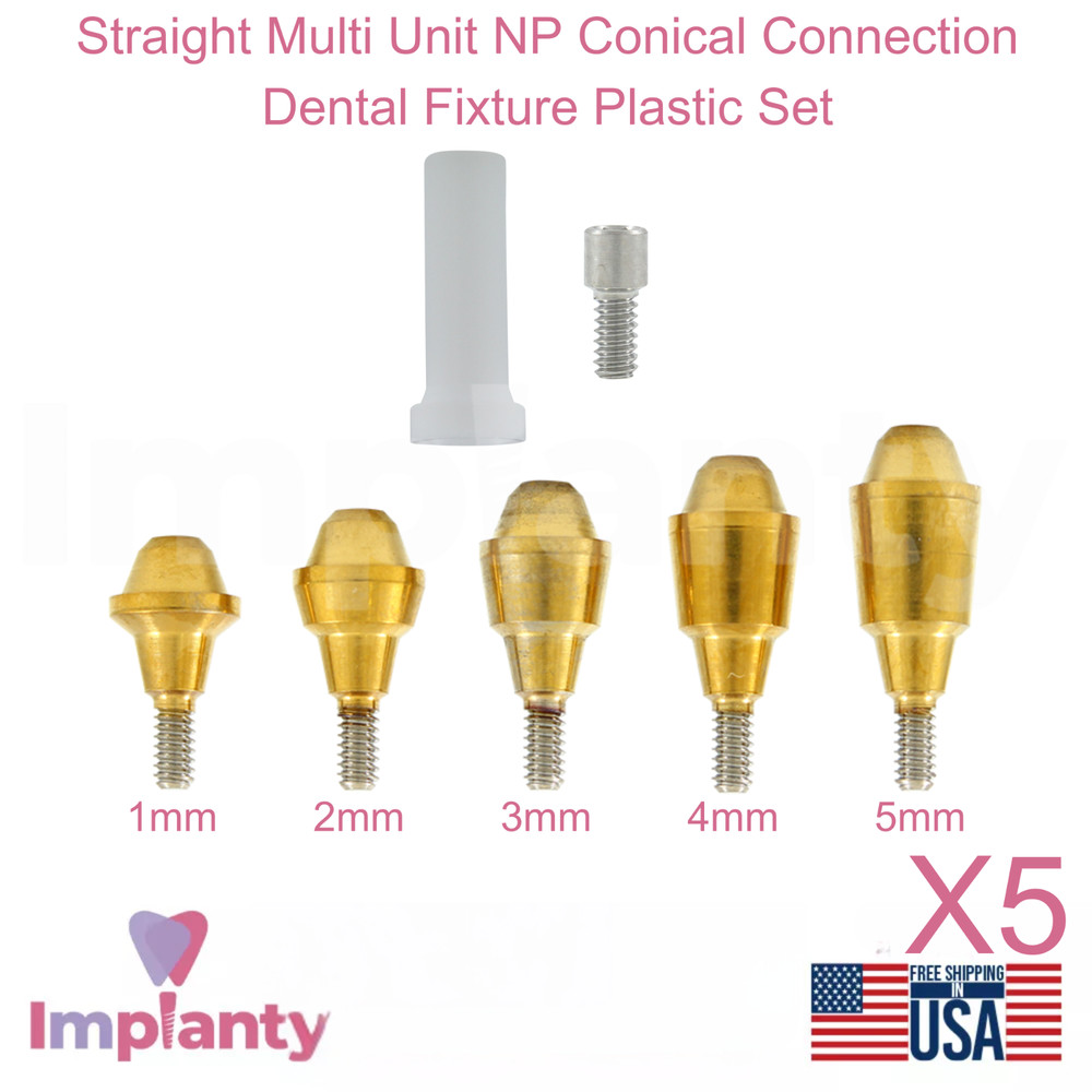 5x Dental Straight Multi Unit NP Conical Connection 2.25mm Plastic Sleeve Set