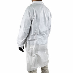 25-50 Microporous 50G White Medical Disposable Lab Coat Elastic Wrists No Pocket