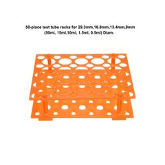 Tube Rack Polypropylene 50-Well Orange for 0.5ml, 1.5ml,10ml, 15ml, 50ml