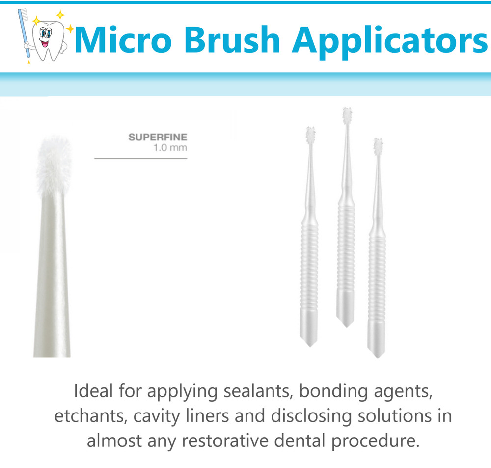 Dental Microbrush Micro Brush Applicator Tips 1.0mm Super Fine, White, 400/Pk