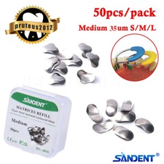 50 Pcs Dental Metal Matrices Matrix Band Sectional Contoured Refill S/M/L 35μm