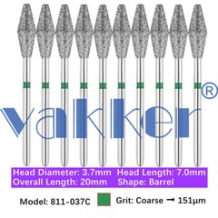 10pc Dental FG Diamond Burs for High Speed Handpiece Barrel Wheel Pear Shape