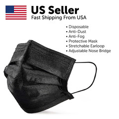 10-50 PCS Disposable Black 3-Ply Layer Dust Filter Unisex Mouth Cover Face Mask