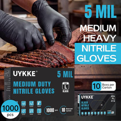 5 Mil Nitrile Black Gloves Disposable Latex Free Rubber Mechanic Household Clean