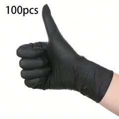 100pc Heavy Duty Black Nitrile Gloves Extra Thick Disposable Medical Food Grade