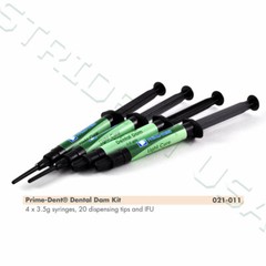 Prime Dent Light Cure Dental Dam Resin Kit 4 x 3.5gram syringes and 20 tips