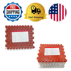Vacuum Blood Tube Clot Activator 10ML RUBBER RED Top, EXP 2025, PET/Glass