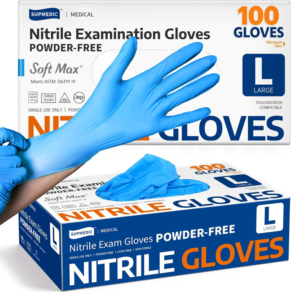 Medical Soft Max™ Nitrile Exam Gloves, 100 Count Latex-Free Powder-Free Non-Ster