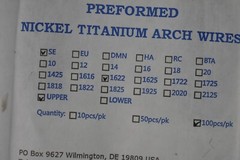 Lot of 100 Ortho-Bye Preformed Nickel Titanium Archwires SE Style Upper Side