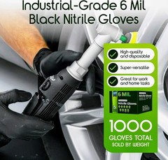 1000 ct Inspire Black Nitrile Gloves Heavy Duty 6 Mil Nitrile Chemical Resistant