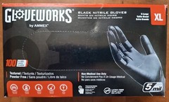 GLOVEWORKS XL Black Disposable Nitrile Industrial Gloves Powder Free 100ct