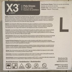 AMMEX X3 Poly Gloves Large 2,000 Count Powder-Free Case of 4 boxes 500 CT ea