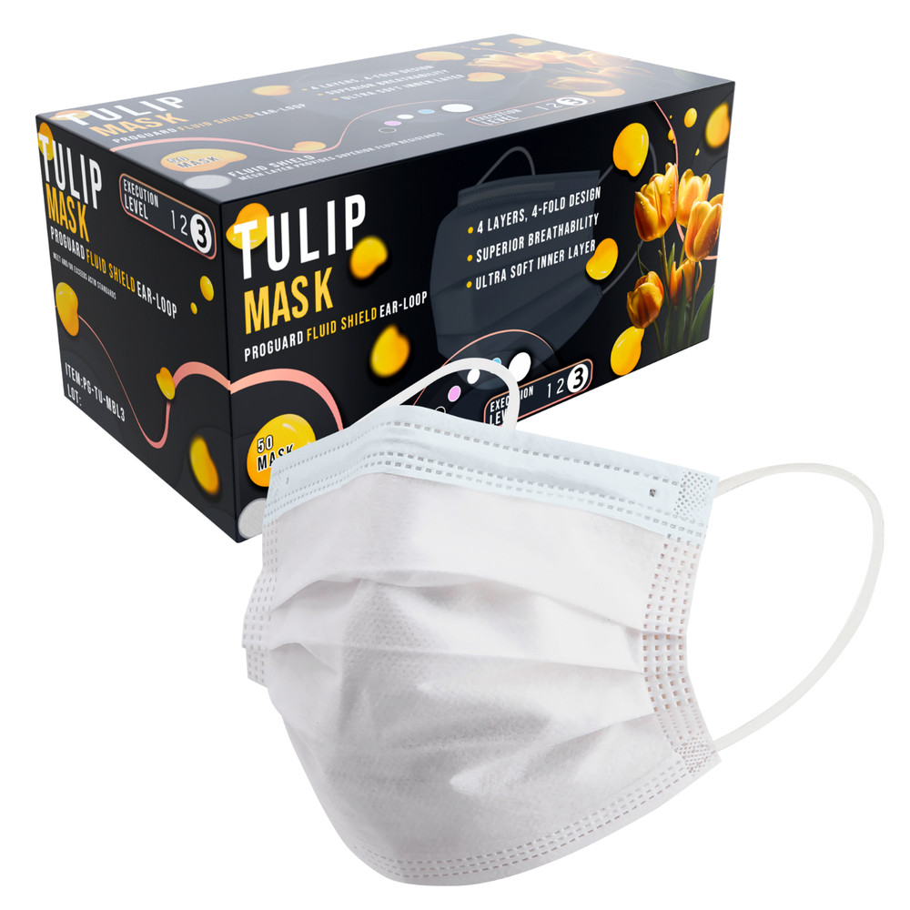 500 White ASTM Level 3 Face Masks 4-Ply Disposable Surgical Medical Shield Tulip