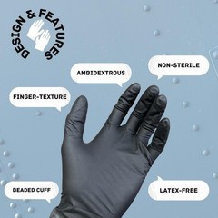 Black Nitrile Powder Free Non-Sterile Gloves [S M L XL Available]