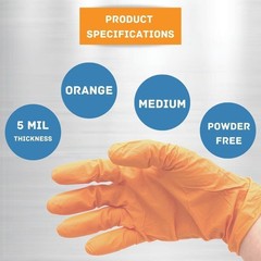 Medium 5 Mil Full Textured Orange Nitrile Powder Free Disposable Gloves 1000 Pcs