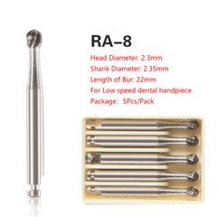 5-200pcs Dental Round Tungsten Carbide Bur Latch RA#1-8 for Slow Speed Handpiece