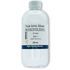 True Free Silver Ions (Ag++): 20 ppm, 99.99+% Purity – 250 mL in Plastic