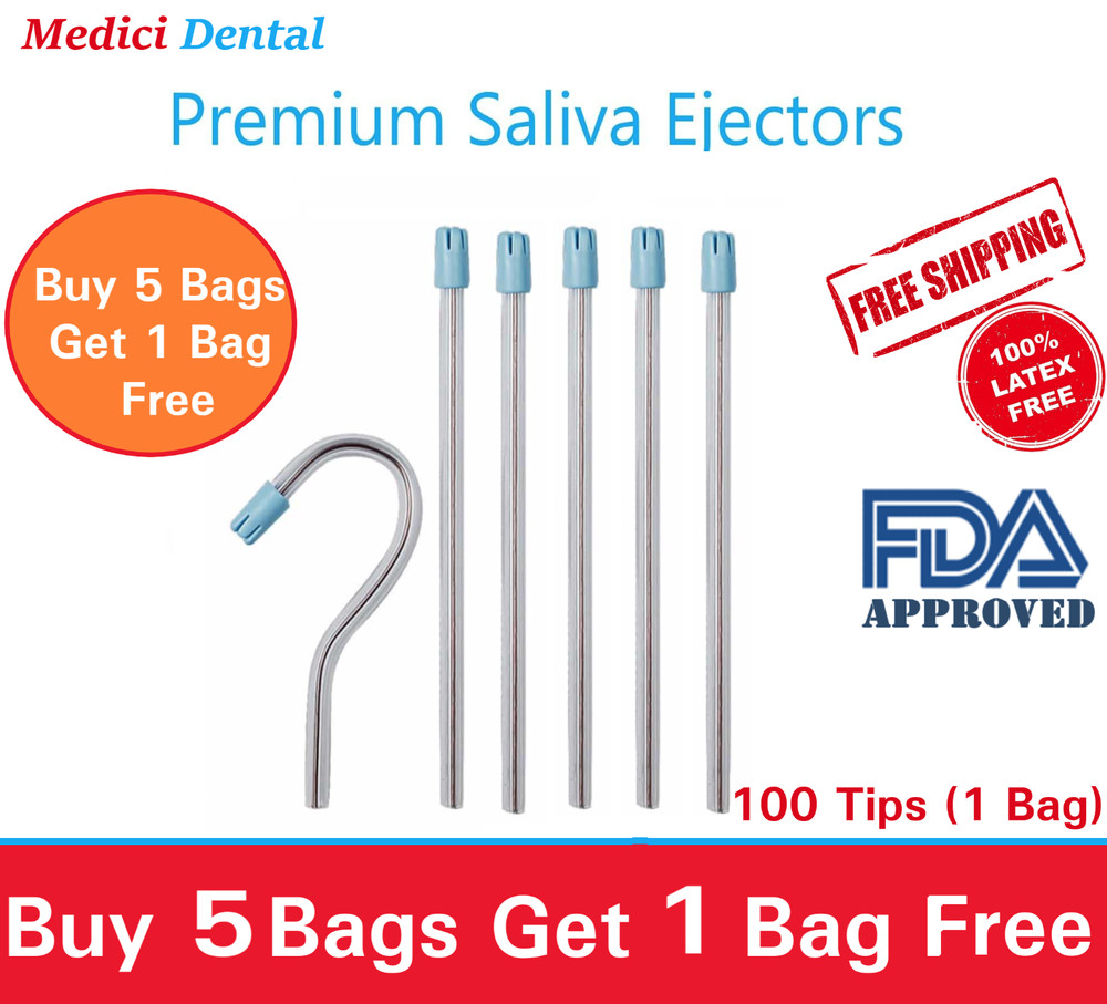 100 Tips – Saliva Ejectors Ejector CLEAR/BLUE Dental Suction Tips Disposable