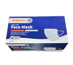 Walgreens Face Mask Ear Loops 100 Count Adult 95% Bacteria Filtration New In Box