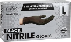 Powder-Free Black Nitrile Gloves, Large Size – 100 Pack, Puncture Resistant