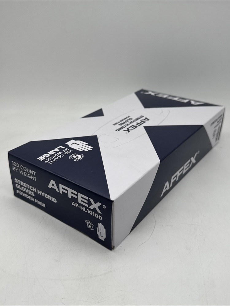 Affex Stretch Hybrid Gloves Powder Free Large 10 Boxes/Case Total of 1000