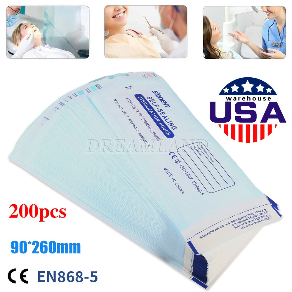 Sterilization Pouches- 3.5 ” x 10 ” Dental Medical Self Seal Pouch Bag 200 Bags