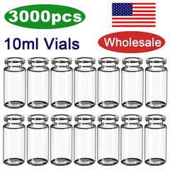 3000pcs 10ml 20mm Sample Vials Crimp Top Glass Bottle HPLC Beveled Edge Top ASTM