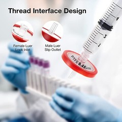 100pcs PTFE No-Sterile Syringe Filters 25mm 0.45μm Hydrophilic HPLC Wheel Red US