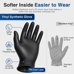 Latex-Free Vinyl Exam Gloves – 4 Mil Black Disposable Gloves, 100 Count, X-Large